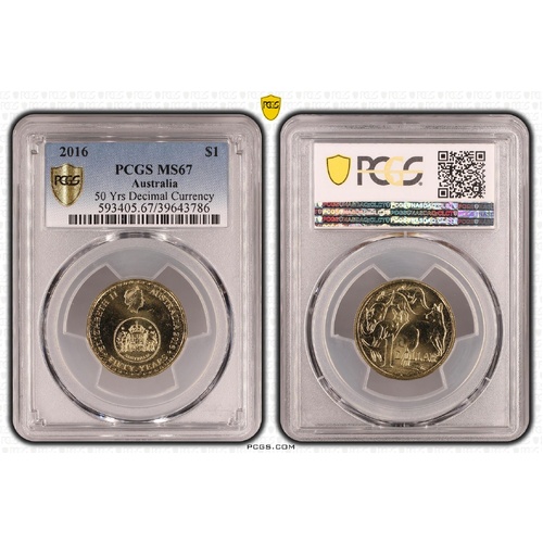 Australia 2016 50 Years Decimal Currency $1 Coin PCGS MS67
