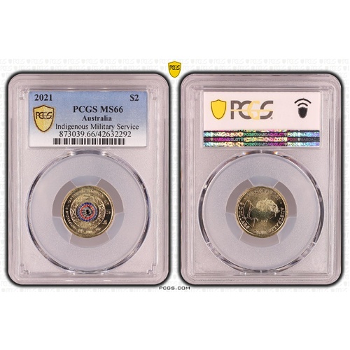 Australia 2021 Indigenous Military Service $2 Coloured Coin PCGS MS66