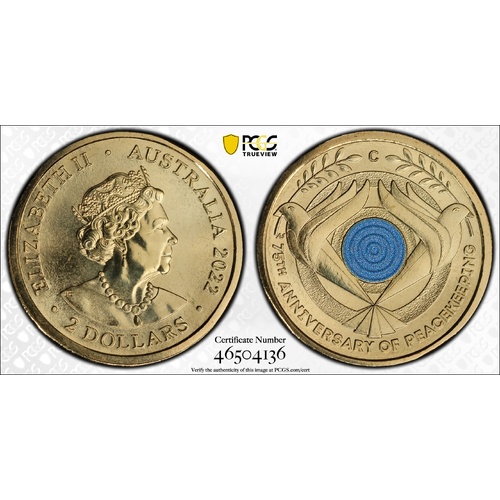 Australia 2022 Peacekeeping $2 Coloured Coin "C" PCGS mmk MS67