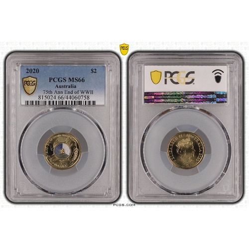 Australia 2020 75th Ann End of WWII $2 Coloured Coin PCGS MS66