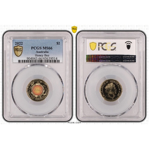 Australia 2022 Honey Bee $2 Coloured Coin PCGS MS66