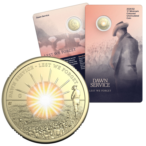 Australia 2026 Dawn Service -Lest We Forget $2 'C' mmk Coloured UNC Coin