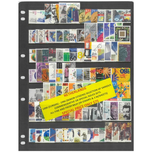 Netherlands 1990-94 Selection of Commemorative Sets 99 Stamps & 3 Mini Sheets MUH #455