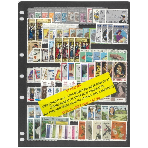St Helena 1983-94 Selection of 22 Commemorative Sets 95 Stamps & 1 Mini Sheet MUH #474
