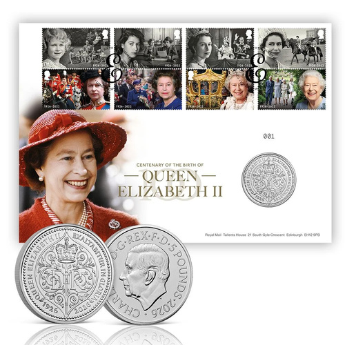 UK 2026 Centenary of the Birth of Queen Elizabeth II £5 Coin Cover PNC