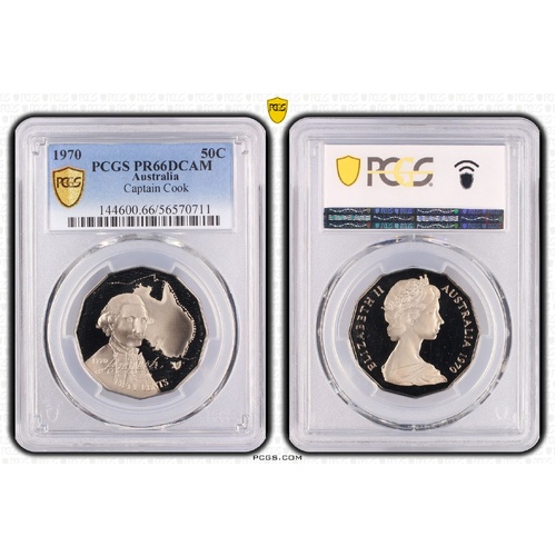Australia 1970 Captain Cook 50c Proof Coin PCGS PR66DCAM