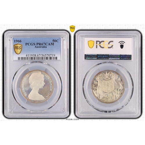 Australia 1966 Round 50c Silver Proof PCGS PR67CAM