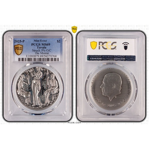Tuvalu 2025-P $2 The Moirai 2oz Silver Antiqued Coin PCGS MS69