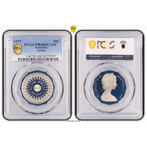 Australia 1977 Silver Jubilee 50c Proof Coin PCGS PR68DCAM