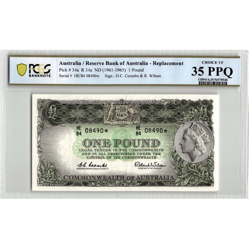 Commonwealth of Australia 1961 £1 Banknote Coombs/Wilson R34a PCGS Choice VF 35 PPQ