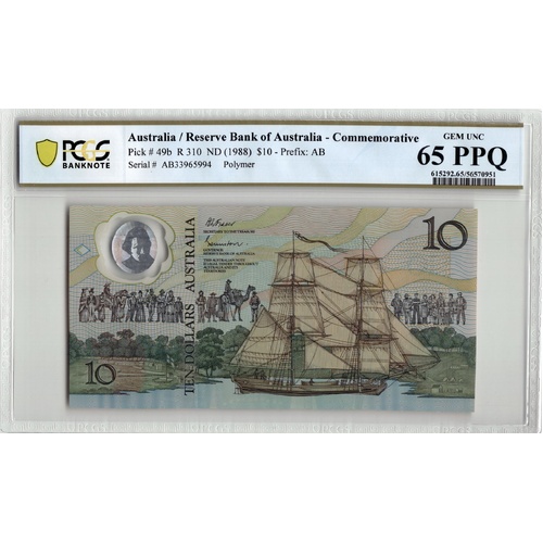 Australia 1988 Aboriginal Polymer $10 Prefix AB R310 PCGS Gem UNC 65 PPQ