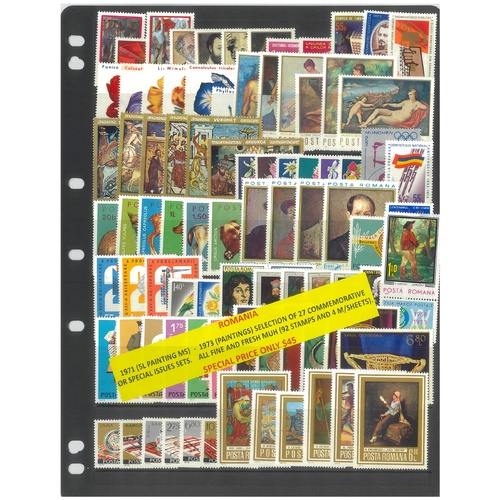 Romania 1971-73 Selection of 27 Commemorative Sets 92 Stamps & 4 Sheets MUH #450