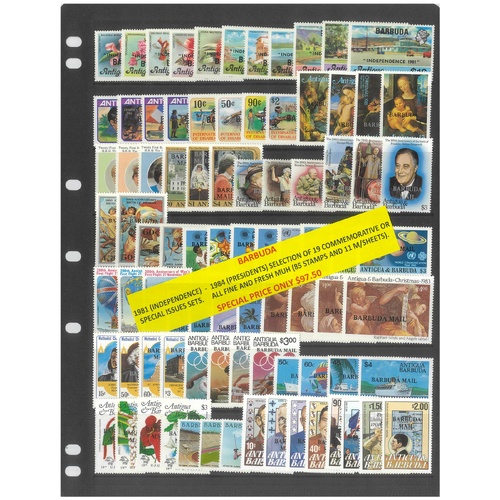 Barbuda 1981-84 Selection of 19 Commemorative Sets 85 Stamps & 11 Sheets MUH #484