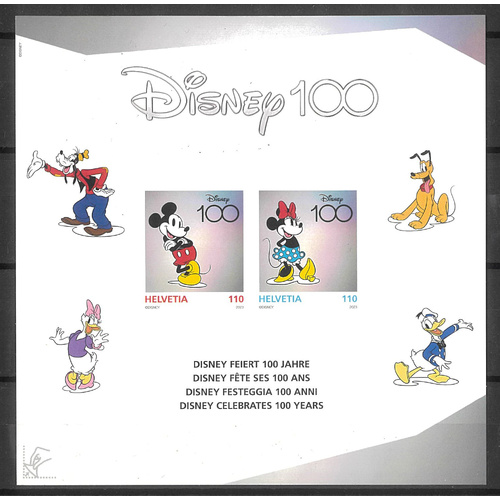 Switzerland 2023 Disney 100 Mickey & Minnie Mouse Mini Sheet Self-adhesive MUH