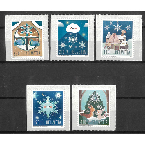 Switzerland 2023 Christmas Set of 5 Stamps Self-adhesive Mint Unhinged