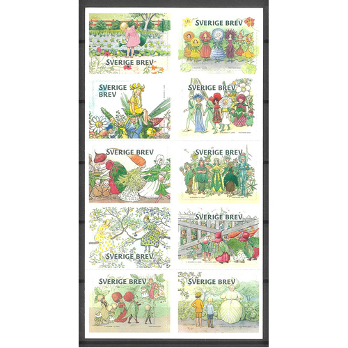 Sweden 2024 Elsa Beskow's Garden Sheet of 10 Self-adhesive Stamps Mint Unhinged