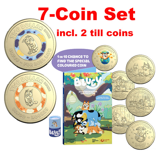 Bluey 2026 $2 Complete Collection Folder & 7-Coin Tube Set incl. 2 Till Coins