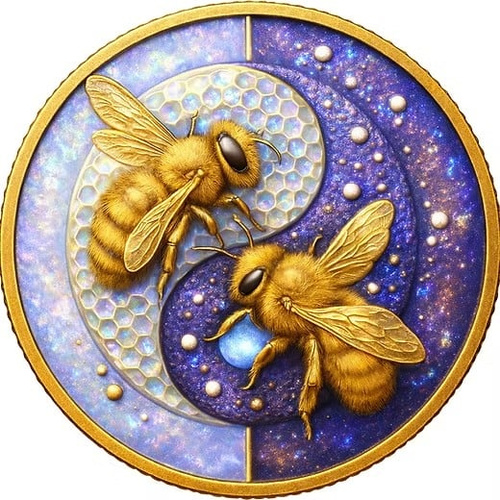 2026 Honey Bee Blueberry 1oz Copper Medal - Antiqued and Coloured