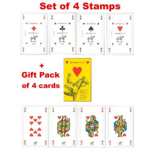 Austria 2024 Piatnik Playing Cards 200 Years Set of 4 Stamps Plus Gift Pack