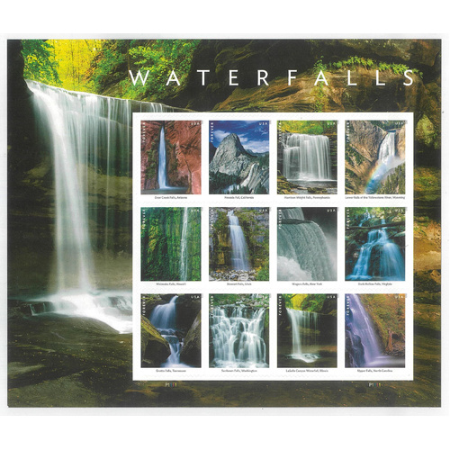 USA 2023 Waterfalls Sheetlet of 12 Self-adhesive Stamps Mint Unhinged