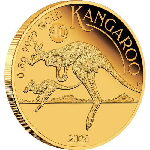 Australia 2026 $2 Mini Roo 0.5g Gold Proof Coin in Card