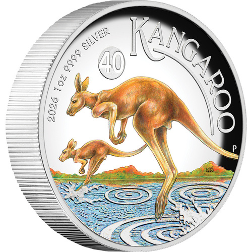 Australia 2026 $1 Kangaroo 1oz Silver Proof High Relief Coloured Coin