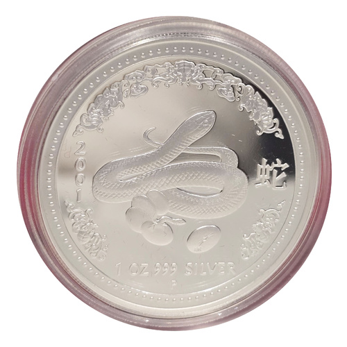 Australia 2001 $1 Year of The Snake 1oz Fine Silver Proof Coin