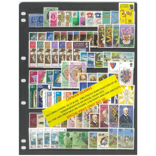 Cayman Islands 1917-85 Selection of 28 Commemorative Sets 86 Stamps & 4 Sheets MUH #486