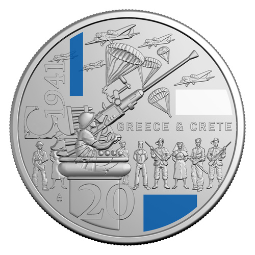 Australia 2026 Service Amid Strife - Greece & Crete 20c Coloured Coin in Card