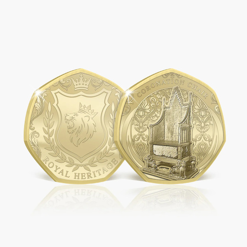 Royal Heritage Coronation Chair Gold Plated BU Commemorative Medal