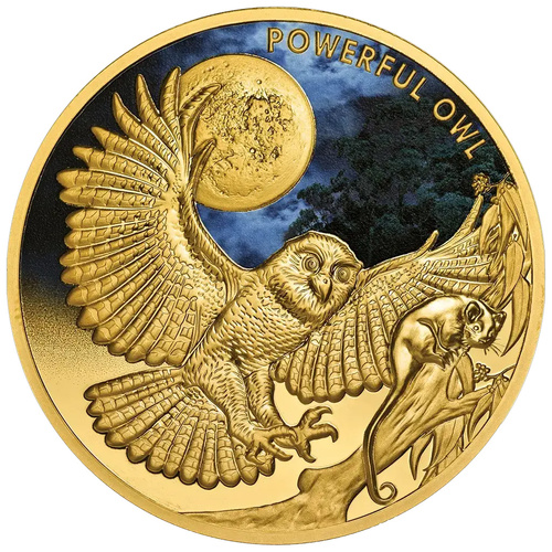 Niue 2018 $100 Endangered & Extinct - Powerful Owl 1oz Gold Coin
