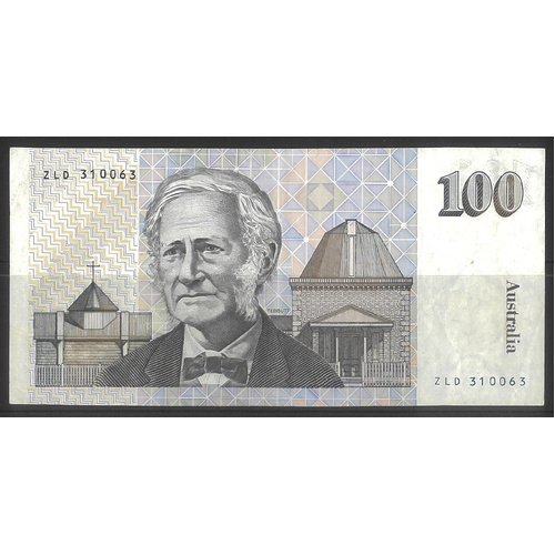 Australia 1992 $100 Banknote Fraser/Cole R613L Last Prefix ZLD aVF 100-26