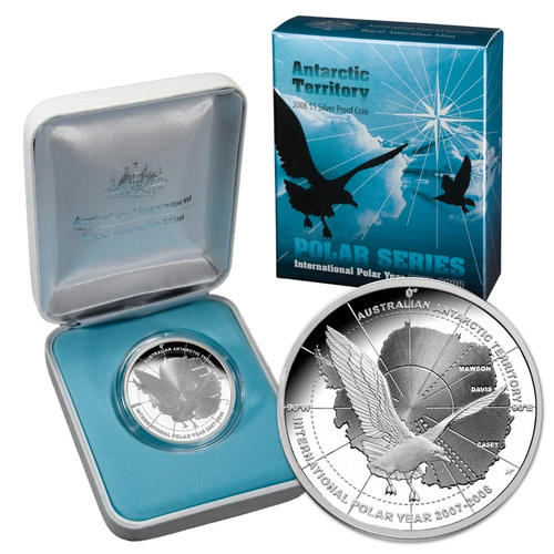 Australia 2008 $5 International Polar Year - Skua in Flight Silver Proof Coin