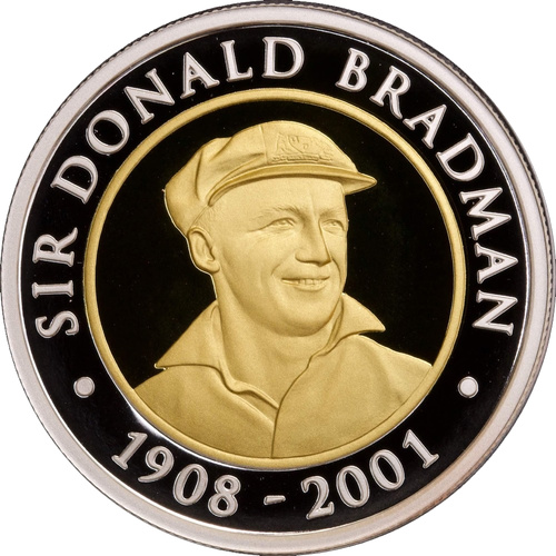 Australia 2001 $20 Sir Donald Bradman Gold & Silver Bimetal Proof Coin 