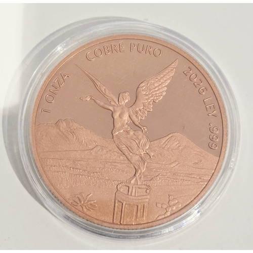 Mexico 2026 Libertad Copper Round – 1oz .999 Fine Copper