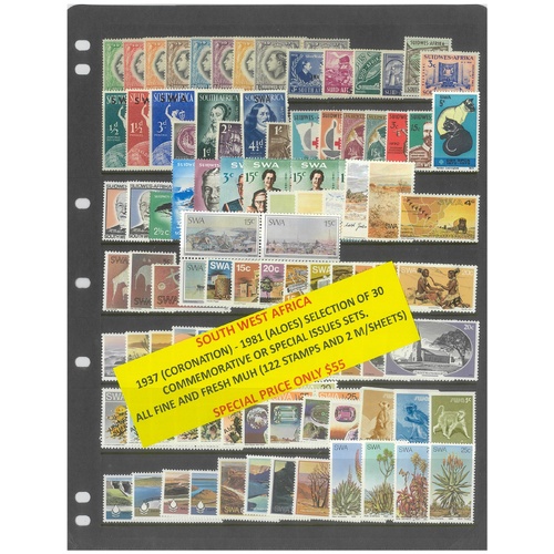 South West Africa 1937-81 30 Commemorative Sets 122 Stamps & 2 Mini Sheets MUH #290