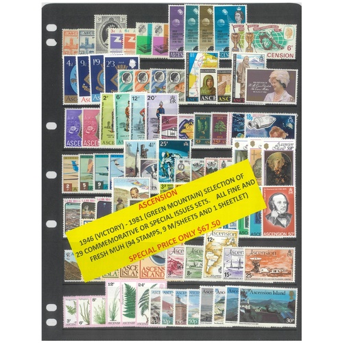 Ascension 1946-81 Selection of 29 Commemorative Sets 94 Stamps & 10 Sheets MUH #460