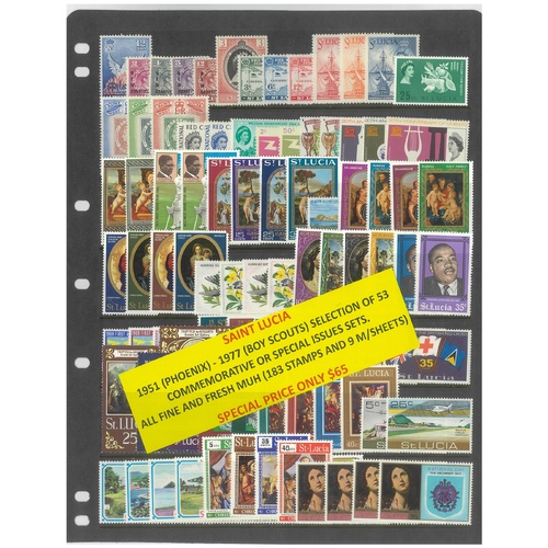 Saint Lucia 1951-77 Selection of 53 Commemorative Sets 183 Stamps & 9 Mini Sheets MUH #423