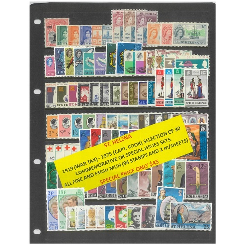 St Helena 1919-75 Selection of 30 Commemorative Sets 94 Stamps & 2 Mini Sheets MUH #437
