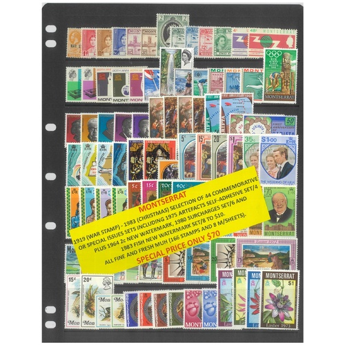 Montserrat 1919-83 Selection of 44 Commemorative Sets 166 Stamps & 8 Sheets MUH #421