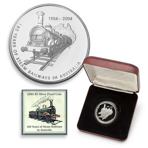 Australia 2004 $5 150 Years of Steam Railways 1oz Silver Proof Coin