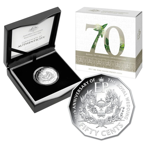 Australia 2017 50c Royal Wedding 70th Anniversary Silver Proof Coin
