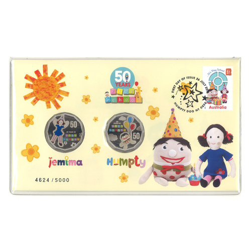 Australia 2016 Play School 50 Years Coloured 50c Double Coin PNC