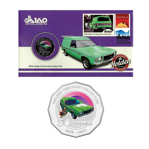Australia 2016 Holden Heritage 1976 HX Sandman Panel Van Coloured 50c Coin PNC