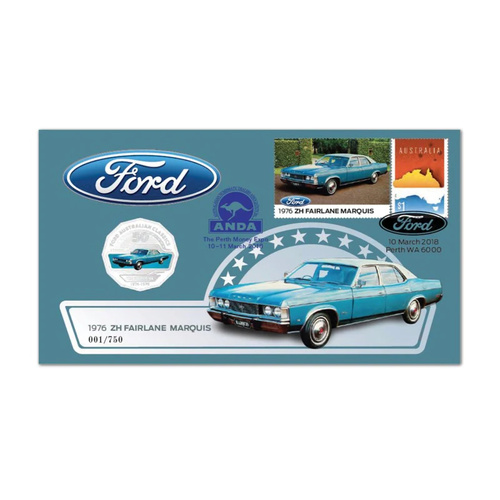 Australia 2018 Ford ZH Fairlane Marquis ANDA Perth Show 50c Coloured Coin PNC