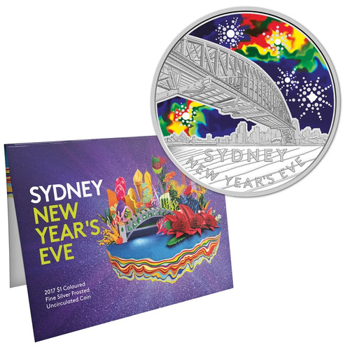 Australia 2017 $1 Sydney New Year Eve Coloured Silver FRUNC Coin