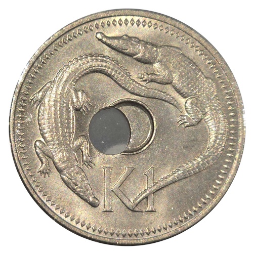 Papua New Guinea 1975 – 1 Kina Coin – Off‑Centre Hole Error – gEF