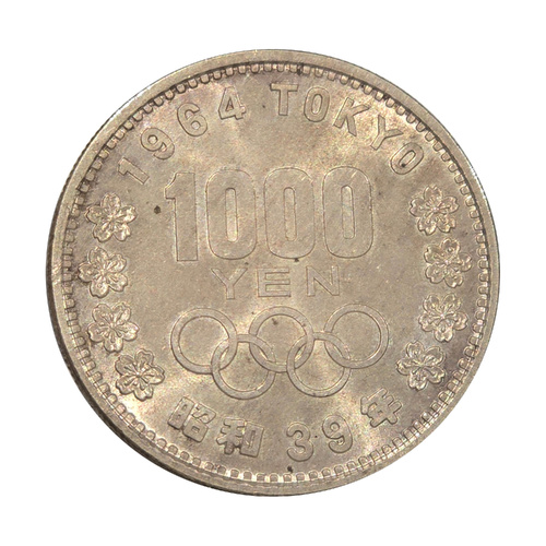 Japan 1964 – 1000 Yen Silver Coin – Tokyo Olympics – gEF