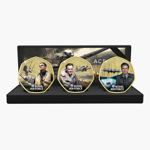 Solomon Islands 2025 50c The RAF Legends of Aviation Gold Plated BU Coin Box Set