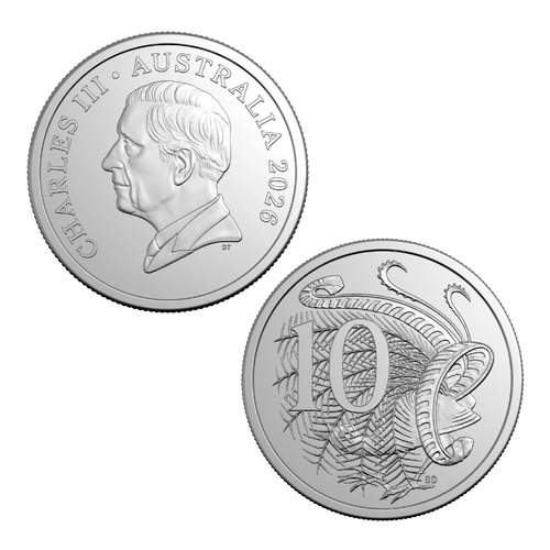 Australia 2026 10c UNC Coin with King Charles III Effigy Loose ex Mint Set